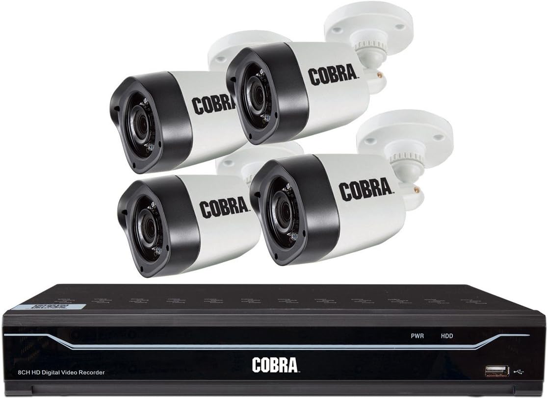 Cobra 8 Channel Surveillance DVR with 4 HD Cameras and Mobile Monitoring Capabilities