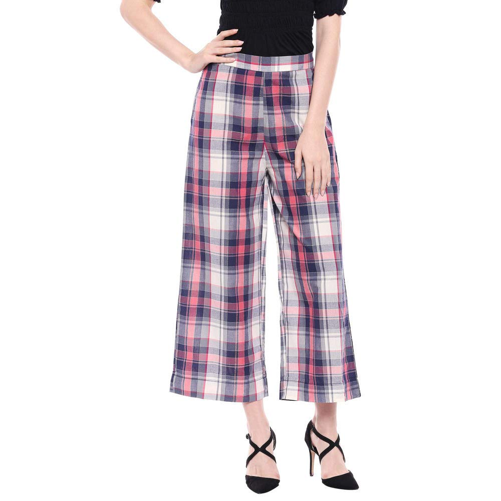 Women Straight Fit Cotton Palazzos (20FEA60005-700438_Pink_X-Large_Pink_XL)