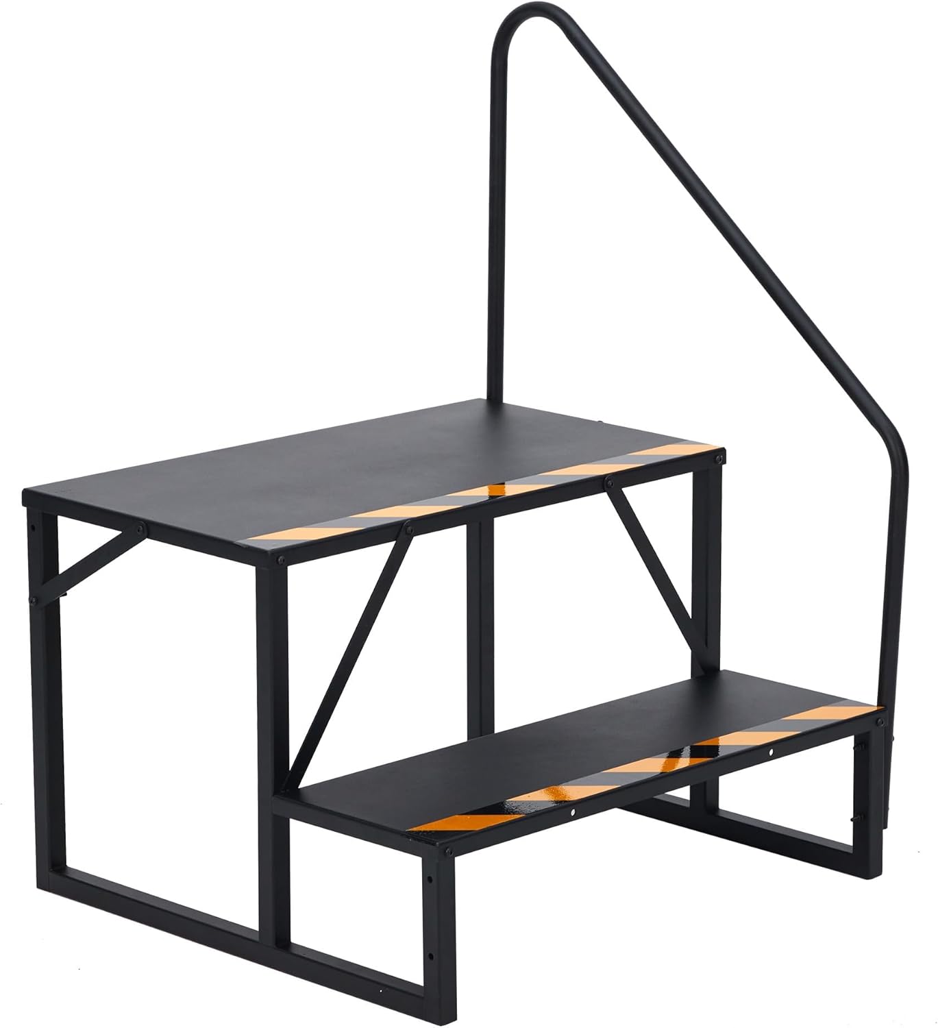 RV Steps with Handrail, 2 Steps RV Stairs w/Handrail, Wide Platform Steps for Hot Tub, Camper, Mobile Home & Porch, Safe Access for Elderly, Kids & Pets, Indoor/Outdoor Use