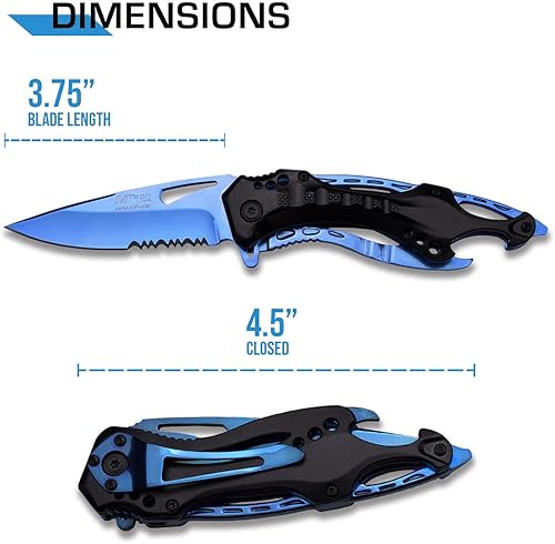 Miniatura 95 de MTECH USA Serie MT-A705 - Cuchillo plegable asistido por resorte, clip de bolsillo, táctico, EDC, defensa personal Azul plateado