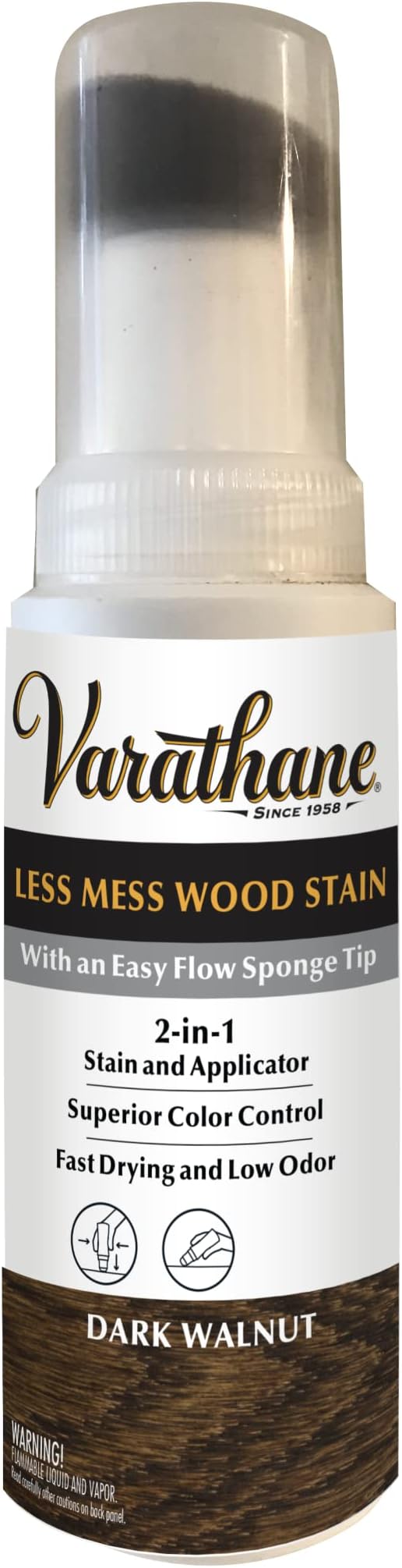 Less Mess Wood Stain and Applicator, 4 oz, Dark Walnut