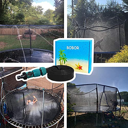 image for Bobor Trampoline Sprinkler for Kids, Outdoor Backyard Water Park Fun S