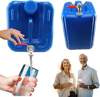 Bidón de agua de 20 l de plástico, depósito de agua con grifo, bidón de agua potable, depósito de agua, bidón de plástico, para casa, jardín, coche y camping, etc., cierre hermético