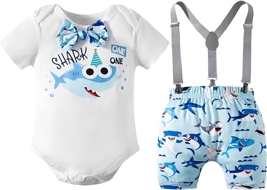 MOMMY'S NEW MAN Toddler Baby Boys First Birthday Melon Birthday Outfit Romper Top + Shorts + Suspenders Photo Shoot Clothes