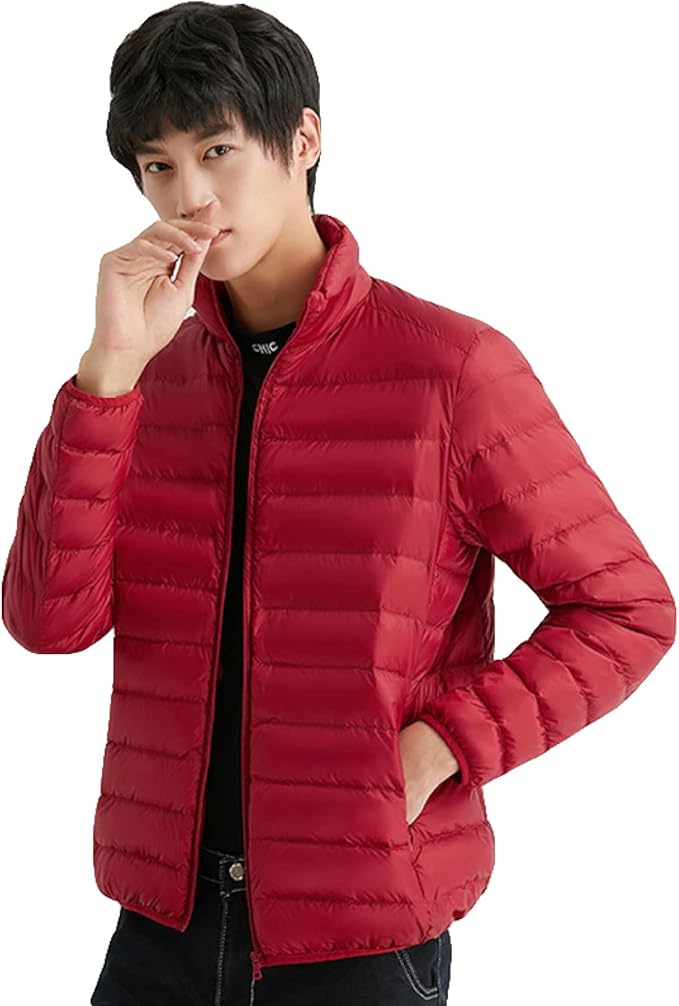 Amazon メンズ ダウンジャケット 冬 ショート丈 中綿コート 薄手 韓国風 ファッション スタンド襟 防寒 防風 フォーマル ビジネス 軽量 登山 暖かい ブルゾン 光沢感 大きいサイズ ダウンコート ウルトラライトダウン 秋冬 コート ジャケット 通販