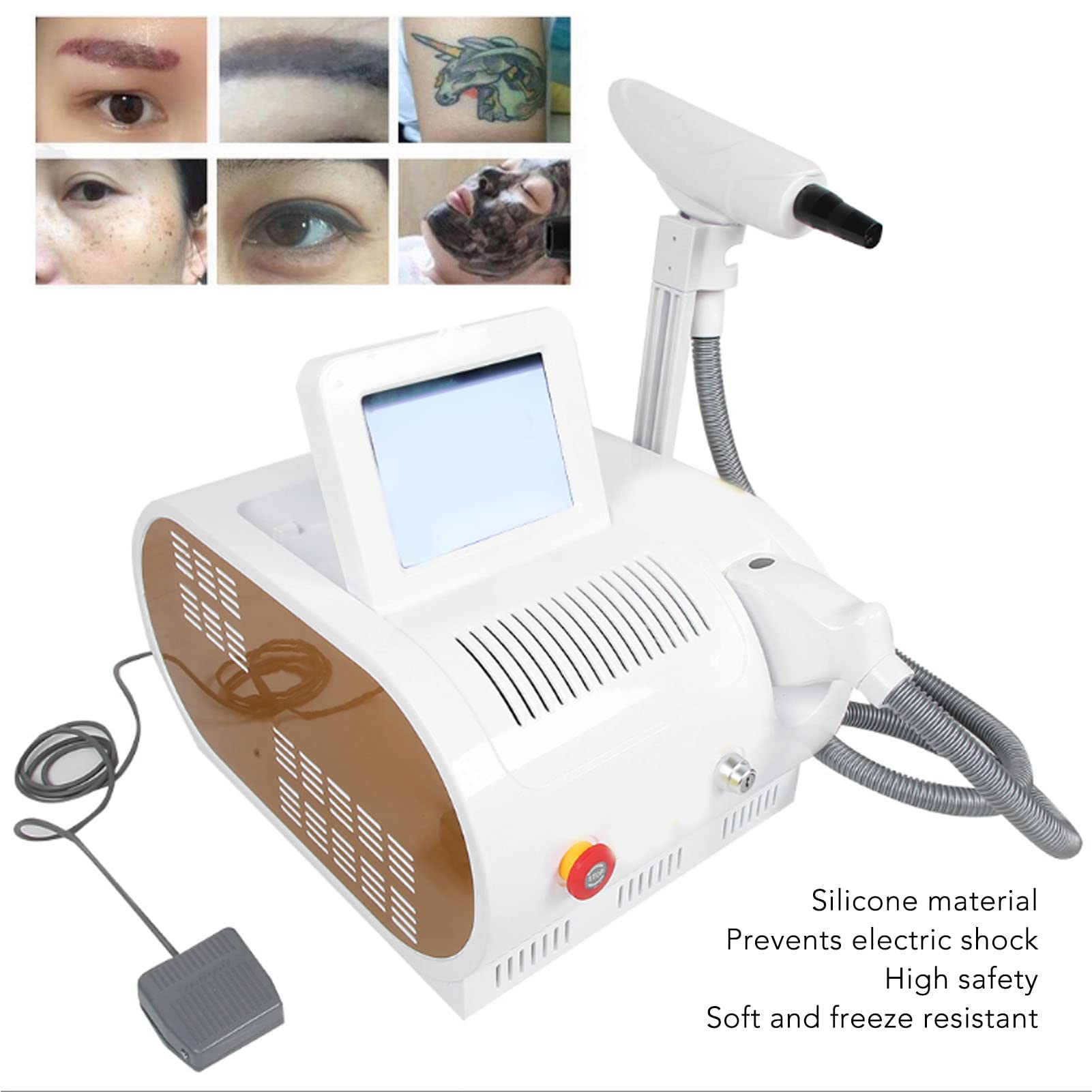 Pedal de Tatuaje, Interruptor de Pie de Tatuaje Láser de 2 Orificios, Cable de 78,7 Pulgadas, Interruptor de Pedal Antideslizante para Máquina de Depilación, Máquina de Depilación
