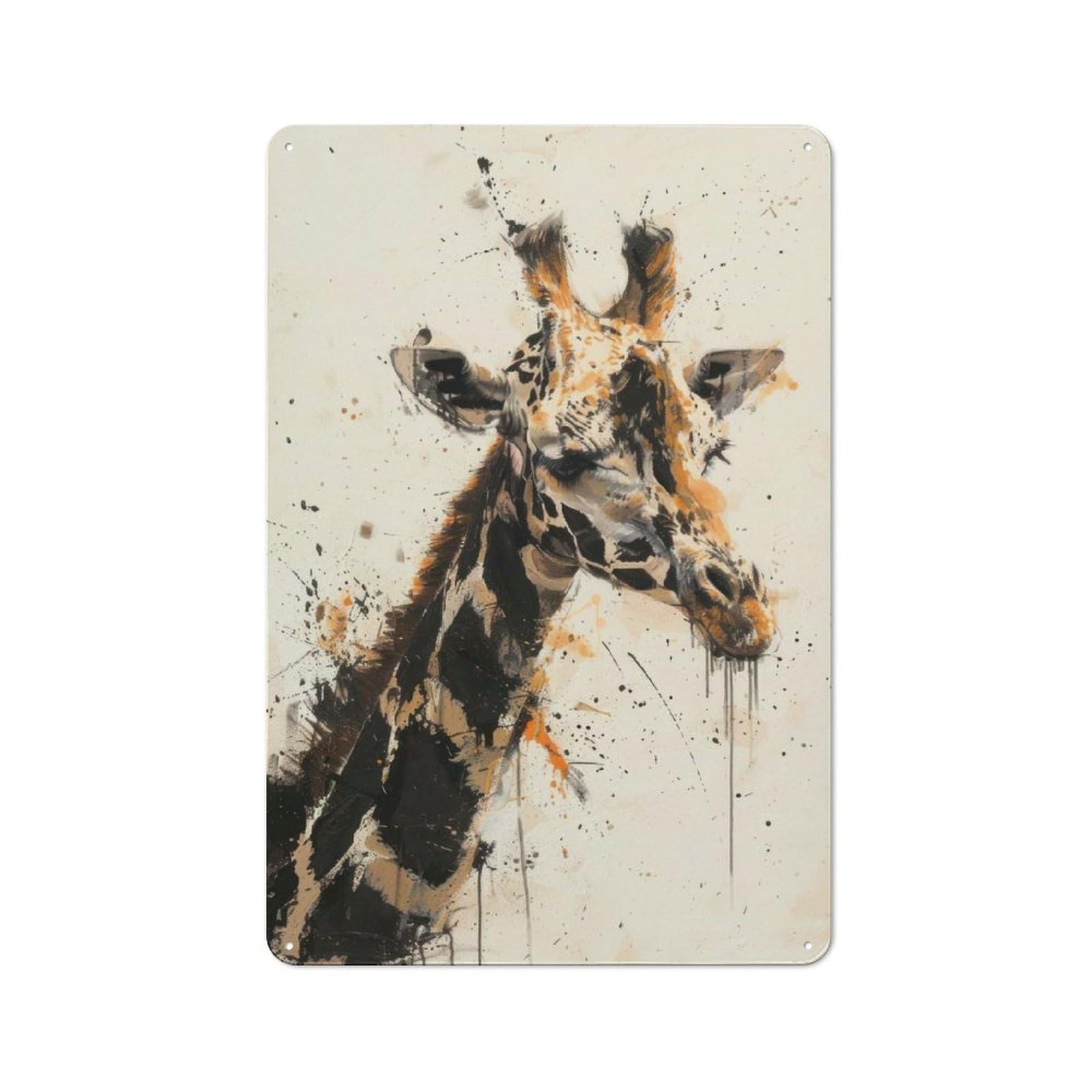 Vintage Giraffe Profile Painting Tin Sign 30x20cm, Shed Wall Plaque for Garage, Workshop, Shed Or Utility Room