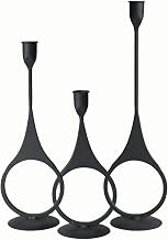Forged Metal Taper Candle Holders Set Tabletop Candlestick Set of 3 Black Candlestick Holders for Table,Wedding, Dinning, Party