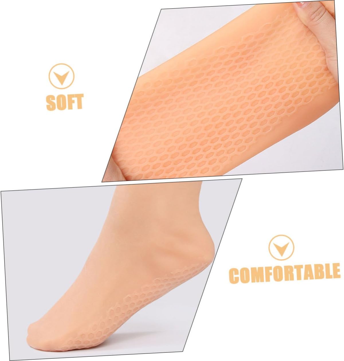 Overnight Moisturizing Socks for Dry Cracked Feet 1 Pair Honeycomb Cushion Gel Foot Socks Size L (40-44) and Pressure Relief