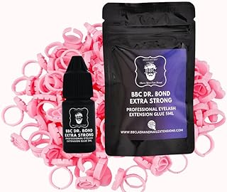 BBC Dr Bond Eyelash Extension Glue – Extra Strong 5ml + 50 Glue Rings | Fast 1s Drying, 8 Week Retention | Low Fume, Water...