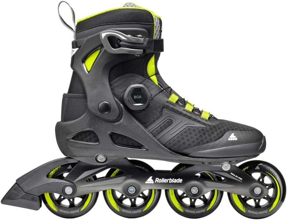 Rollerblade Macroblade 84 BOA, Adult Fitness Inline Skate, Black & Lime, Performance Inline Skates