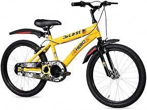 Hero Blast 16T Single Speed Bicycle for Kids with Training Wheels | Yellow | Rigid | Caliper Brake | 12" Steel Frame | Rider Height : 3ft 6in - 3ft 11in | 95% Pre-Assembled(Ready to Ride in 5 Mins)