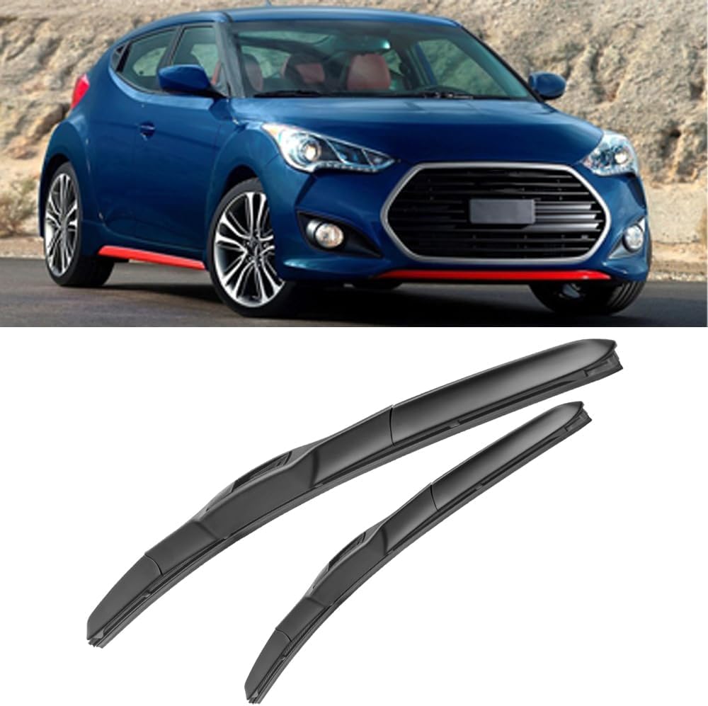 RESKIU Car Front Windshield Wiper Blade Set Replacement for Hyundai Veloster 2011-2018, All Season Windscreen Wipers Quiet Easy Installation