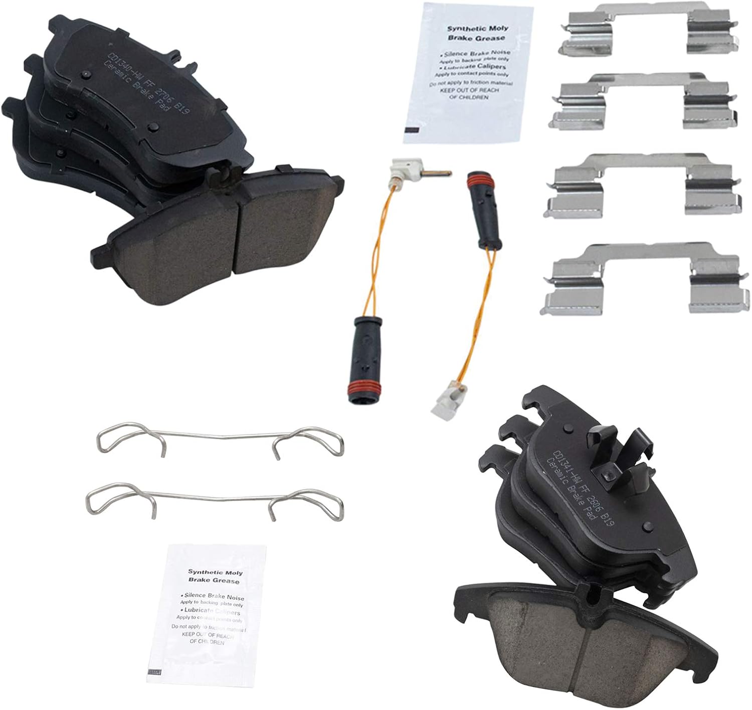 trq front & rear brake pads ceramic compatible with 2012-2015 mercedes-benz c250 2008-2012 c300