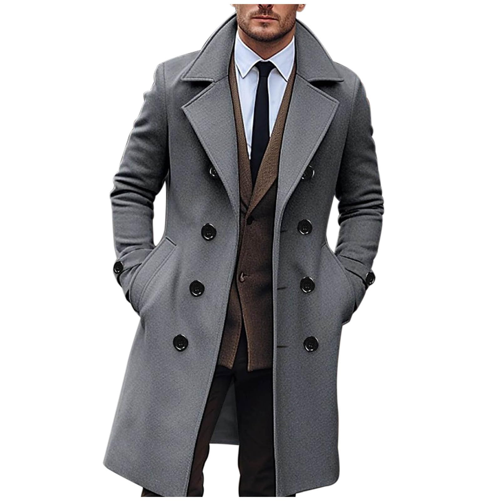 Vhersily Langer Trenchcoat Herren - Leichter Slim Fit Mantel Für Frühling