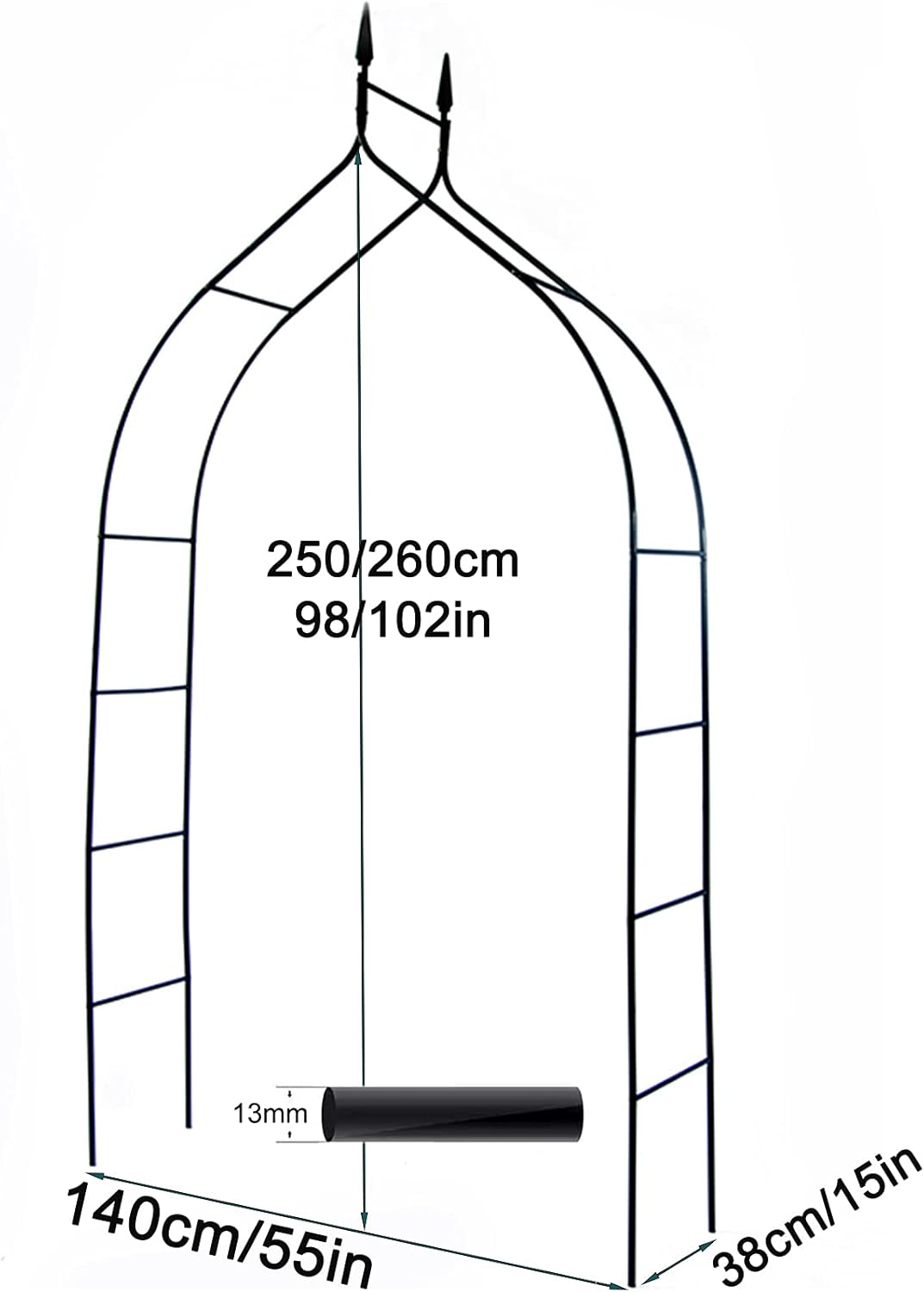 Metal Garden Arch,Rose Arch,Arbor for Climbing Plants Roses Tendrils,Trellis Pergola Archway with Graceful Curve,Climbing Support,Climbing Arch Free-Standing/Rust,Weatherproof,Garden Lawn Wedding