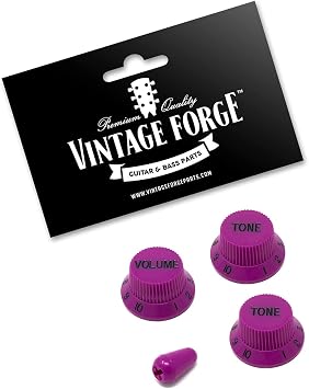 Violet Guitar Control Knobs (1 Volume, 2 Tone, 1 Switch Tip) for Fender Strat Style Electric Guitars Fits USA (Imperial) Split Shaft Pots STKUS-VLT