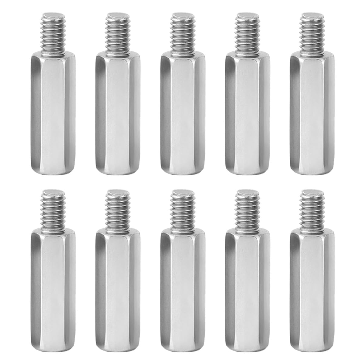 Teron Confezione da 10 distanziatori esagonali in acciaio inox PCB Board viti distanziali filettatura esterna M6 x 30 + 8 mm