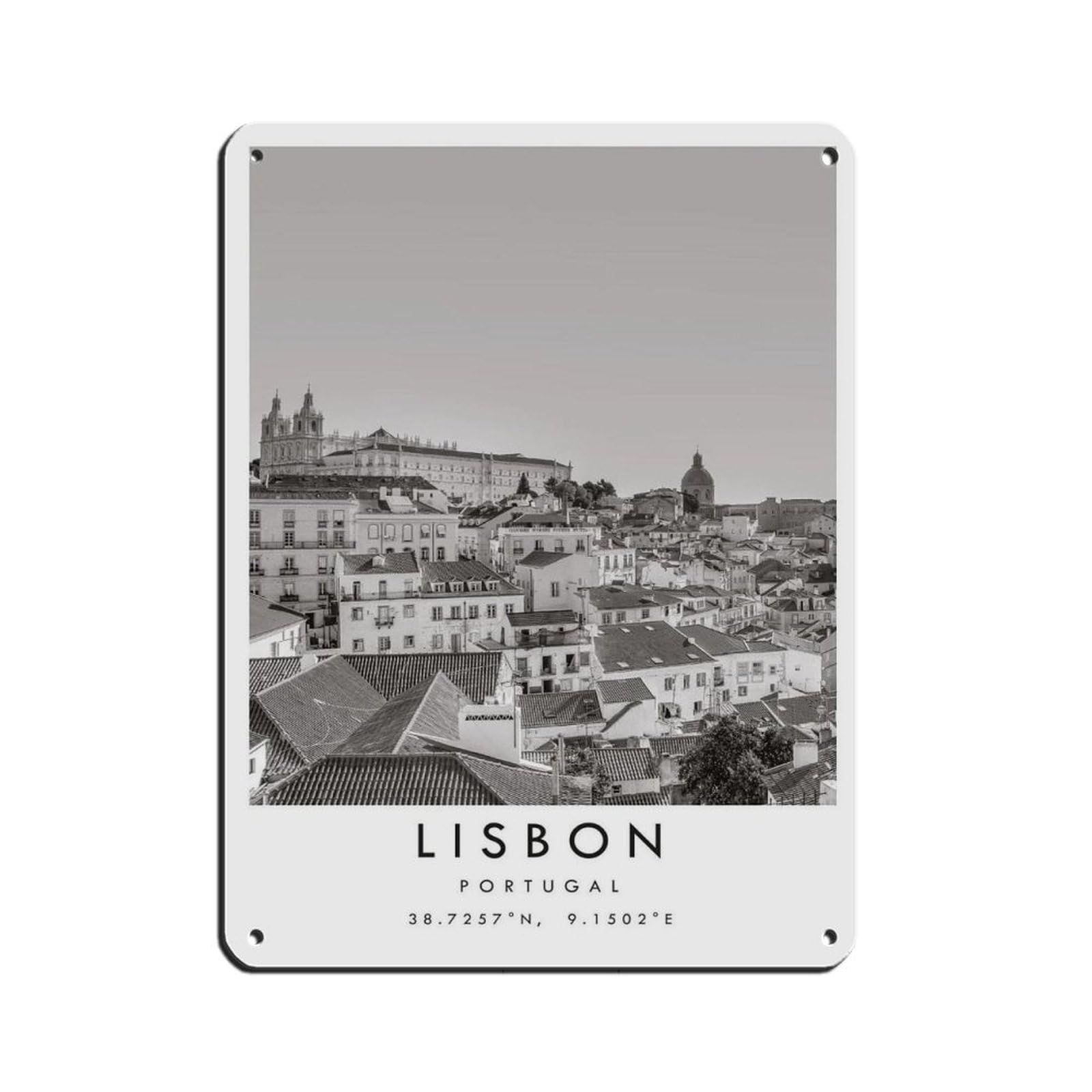 Lisbon Travel, Lisbon Poster (2) Retro Poster Metal Tin Sign Chic Art Retro Iron Painting Bar People Cave Cafe Family Garage Poster Wall Decoration 12x16inch(30x40cm)