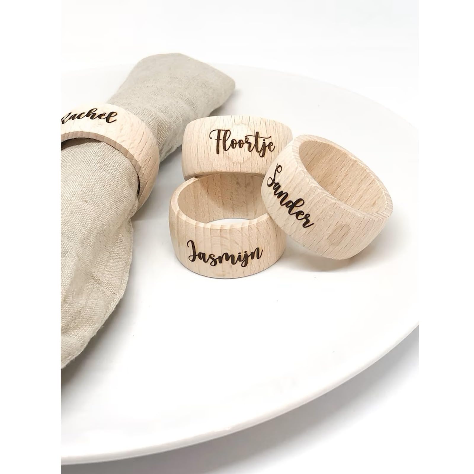 Portatovaglioli in legno personalizzati, con nome inciso, decorazione da tavolo per matrimoni, anniversari, compleanni, Natale, regalo personalizzato (20 pezzi)
