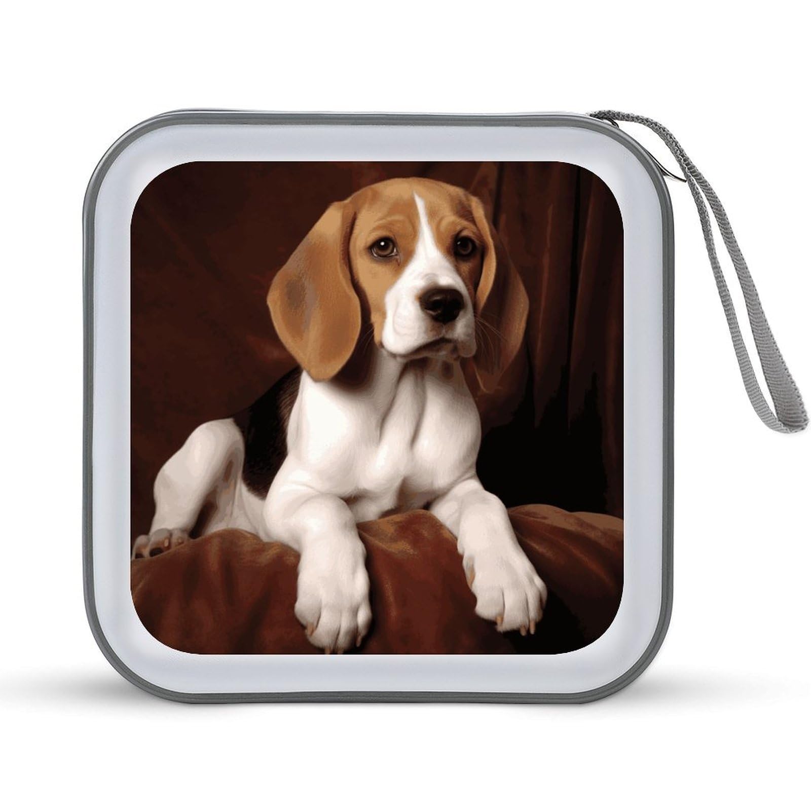 JTREHY Ovely Pet Dog Beagle CD Case 40 Capacity Case Zipper CD Collection Bag with Handles Cover DVD Storage Hard Plastic DVD Disc Cases Storage Binder for Car Home Office Travel