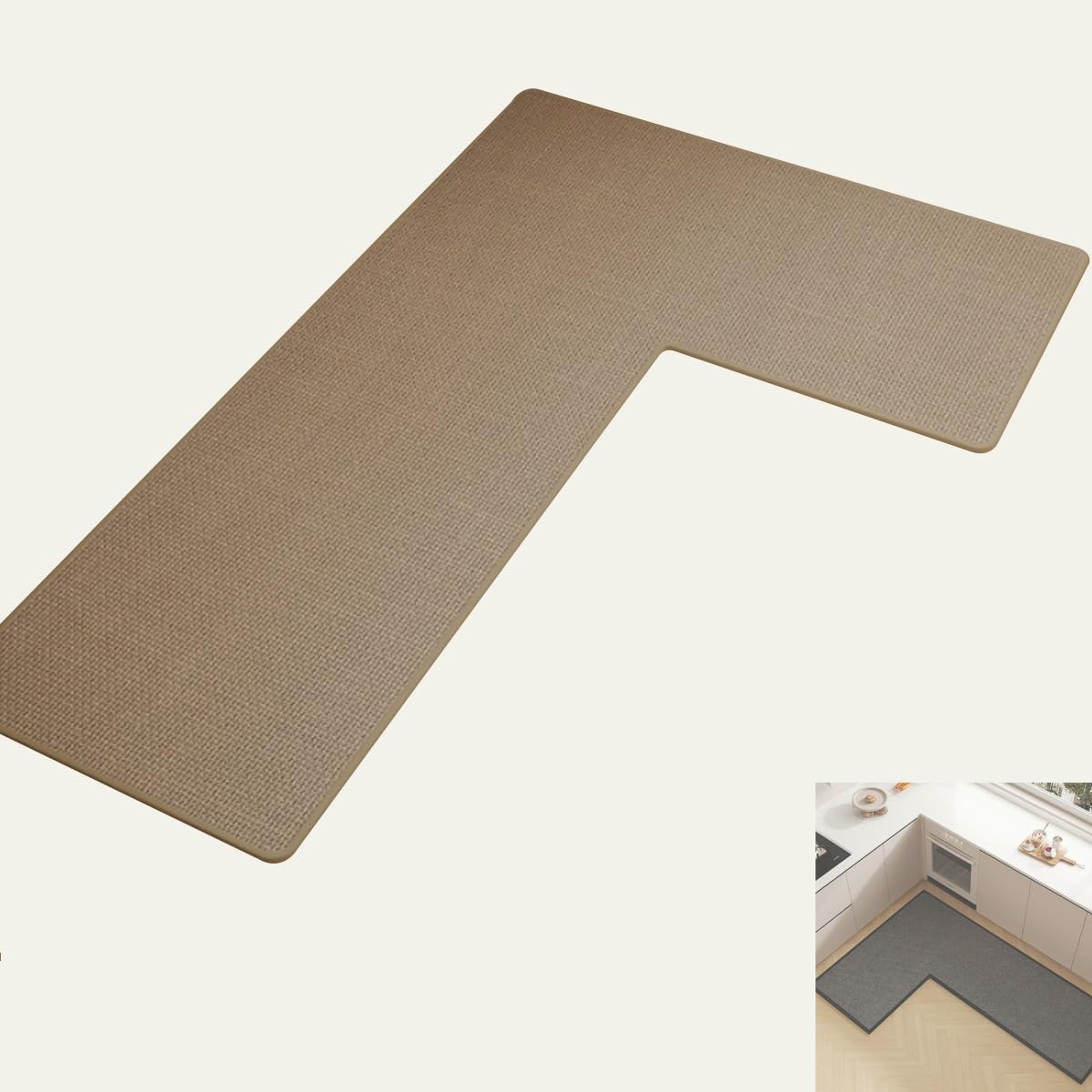 Tappetino da cucina angolare antiscivolo, tappetino da cucina a forma di L, tappetini antiscivolo, lavabili, tappeti a forma di L, tappetino in gomma assorbente for pavimento da cucina, angoli antisci