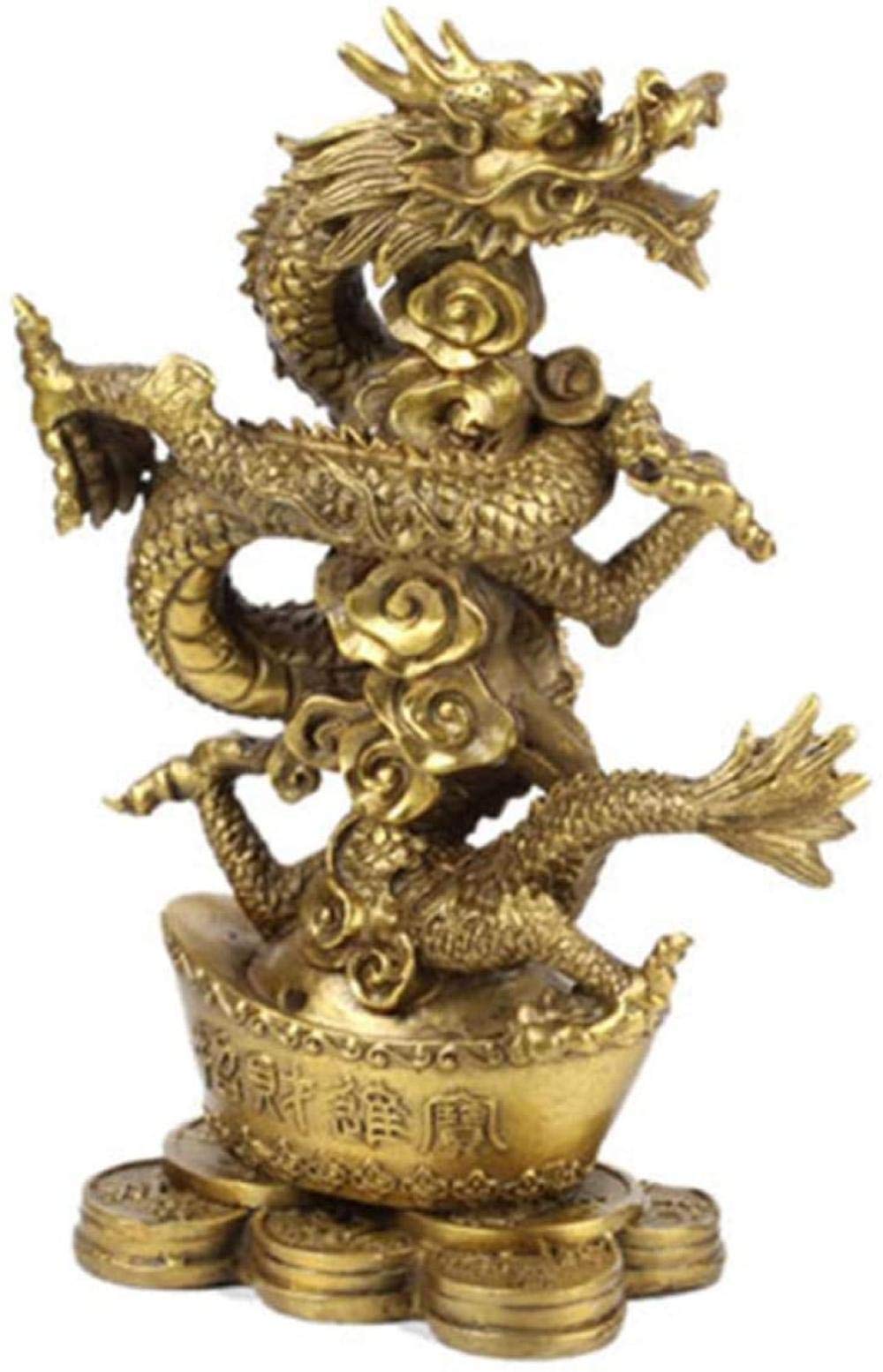 Esculturas para El Hogar, Estatuas Y Figuras, Escultura De Cobre Puro, Animal Sagrado Chino, Dragón, Escultura Animal, Feng Shui, Decoración Auspiciosa, A, 14 X 6,5 X 20 Cm