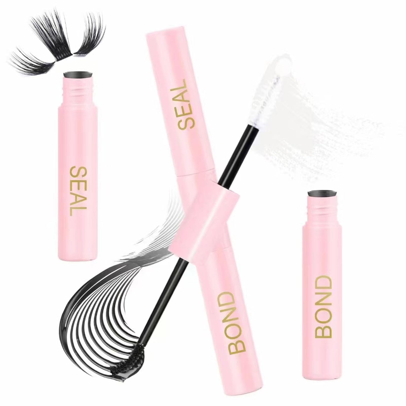 Bond and Seal Lash Extensions,2 in 1 Waterproof Long Lasting Cluster Lash Glue and Sealant | DIY Eyelash Extension Bond & Seal for Voluminous Lash Extensions Soptec