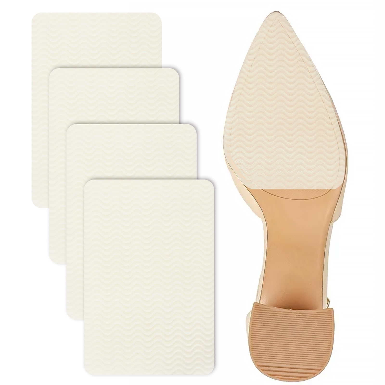 4 Pcs Non Slip Shoe Pads for Bottom of Shoes, Shoe Sole Protectors, Silicone Anti Slip Shoe Grips, Self Adhesive Sole Protector for High Heels, Shoe Gummies for Women (Clear)