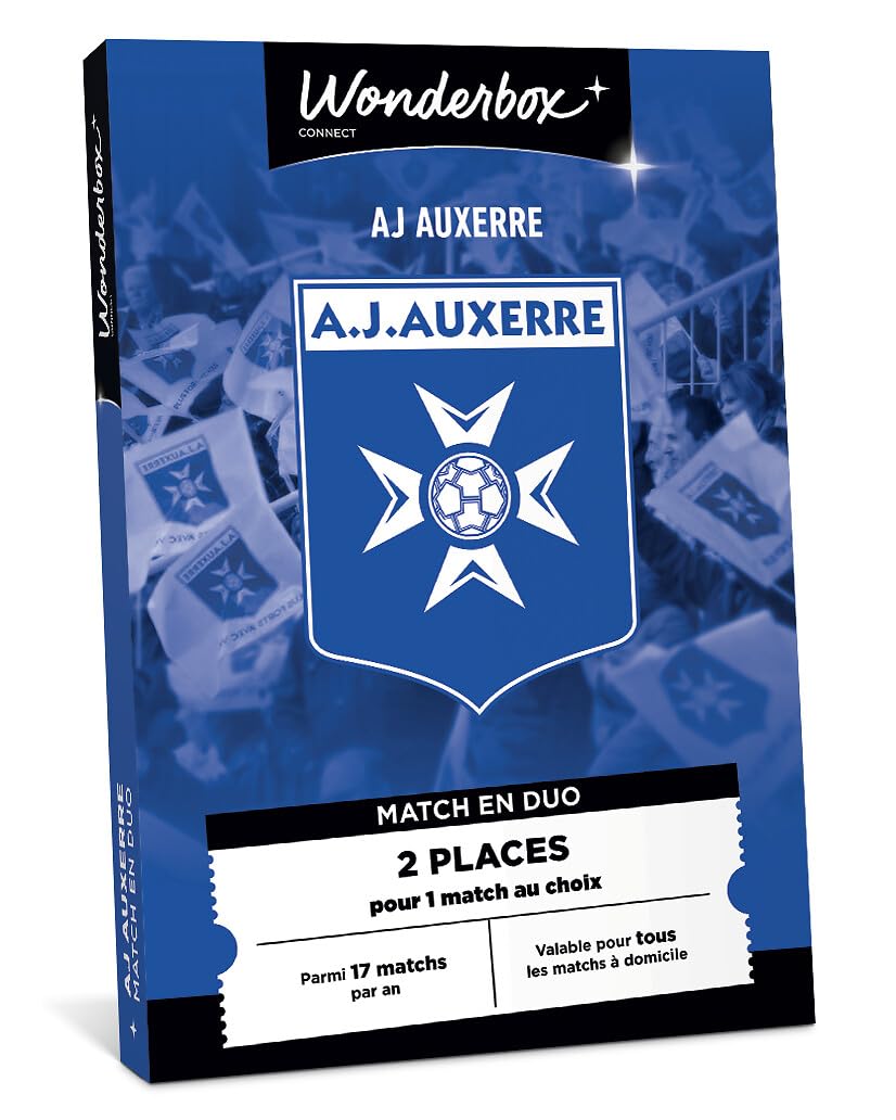 Wonderbox Connect - Coffret Cadeau - AJ Auxerre - 2 Places pour 1 Match au Choix - Parmi 17 matchs par an, valable pour Tous Les matchs à Domicile - Validité 27 Mois