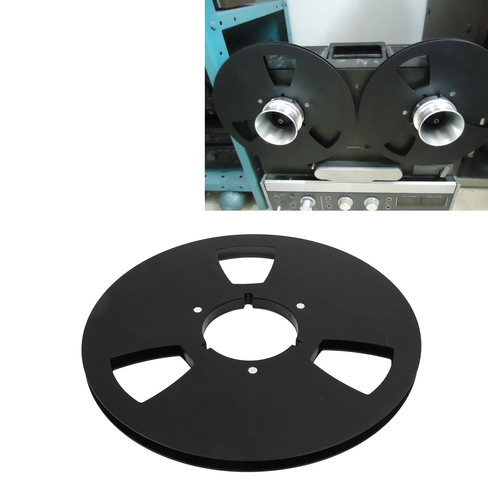 Bobina di Nastro Vuota, Bobina di Avvolgimento Audio in Alluminio con Bobina Aperta da 10 Pollici per Bobine Audio Ampex Grand Master 456 per Nastro da 1/4 di Pollice (Nero)