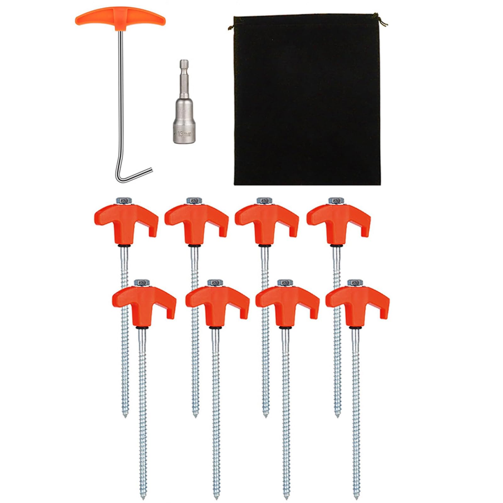 8 pièces Clous de Tente extérieure piquets de Tente de Camping avec ancrages à Douille hexagonale piquets d ' auvent à Filetage Long piquets d ' auvent à vis Robustes
