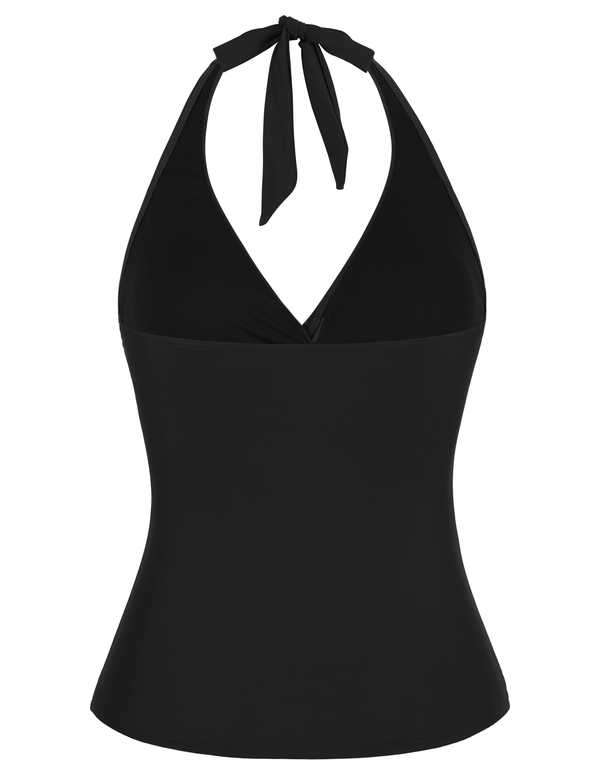Firpearl Tankini-Top mit Bügel, gerüscht, Bauchkontrolle, Badeanzug, Tops, Neckholder, V-Ausschnitt, Badeanzug