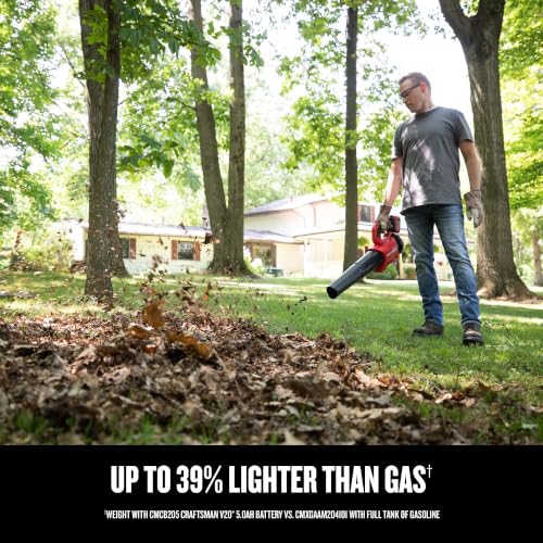Image of CRAFTSMAN Leaf Blower Cordless with Battery and Charger V20 RP, Up to 110 MPH Power, Handheld Electric Leaf Blower, Brushless Motor, Lightweight, 5.0Ah (CMCBL730P1)