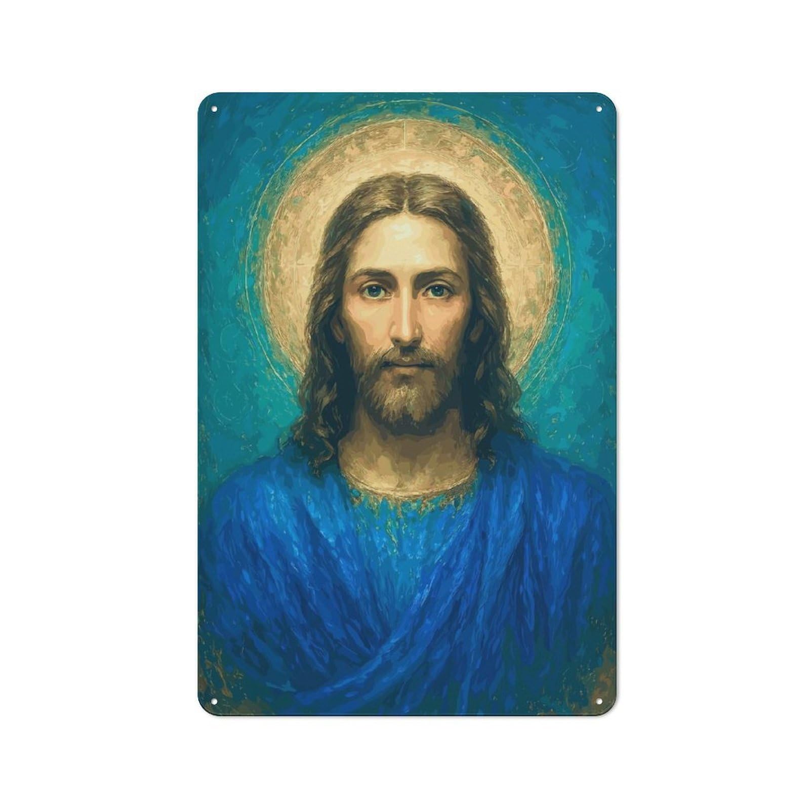 Junmoney Portrait Of Jesus Christ With Halo Retro Metal Sign 30X20cm For Living Room Or Hallway, For Updating Living Room And Hallway After Moving
