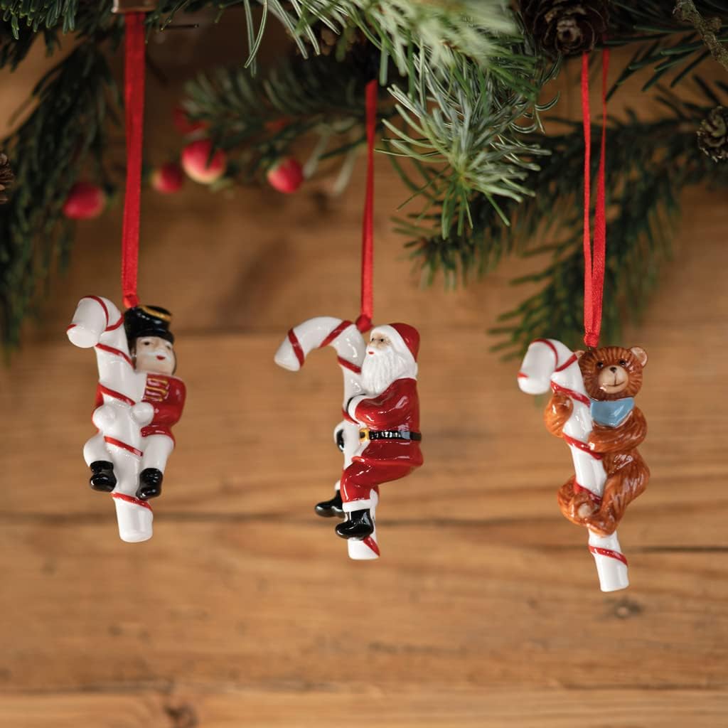 Villeroy & Boch - Nostalgic Ornaments, Ornaments Candy Cane, Set of 3pcs, 13 x 3,5 x 7,5cm, Porcelain, Multi-Coloured, 14-8331-6690