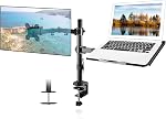 Suptek Single Notebook Desk Mount With Tray for 13-27 Inch Computer Screen, Fully Adjustable Arm for Laptop up to 17'', Weight up to 15.6 lbs