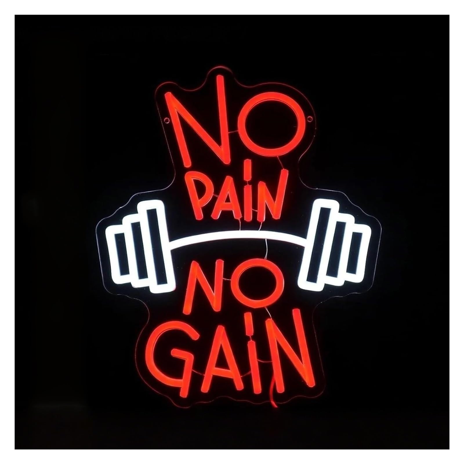 Xenite One Color Hanging Art Neon Signs No Pain No Gain Neon Sign Light Dimmable Usb For Gym Fitness Club Sports Room Bar Man Cave Party Wall Decor 37Cmx31cm