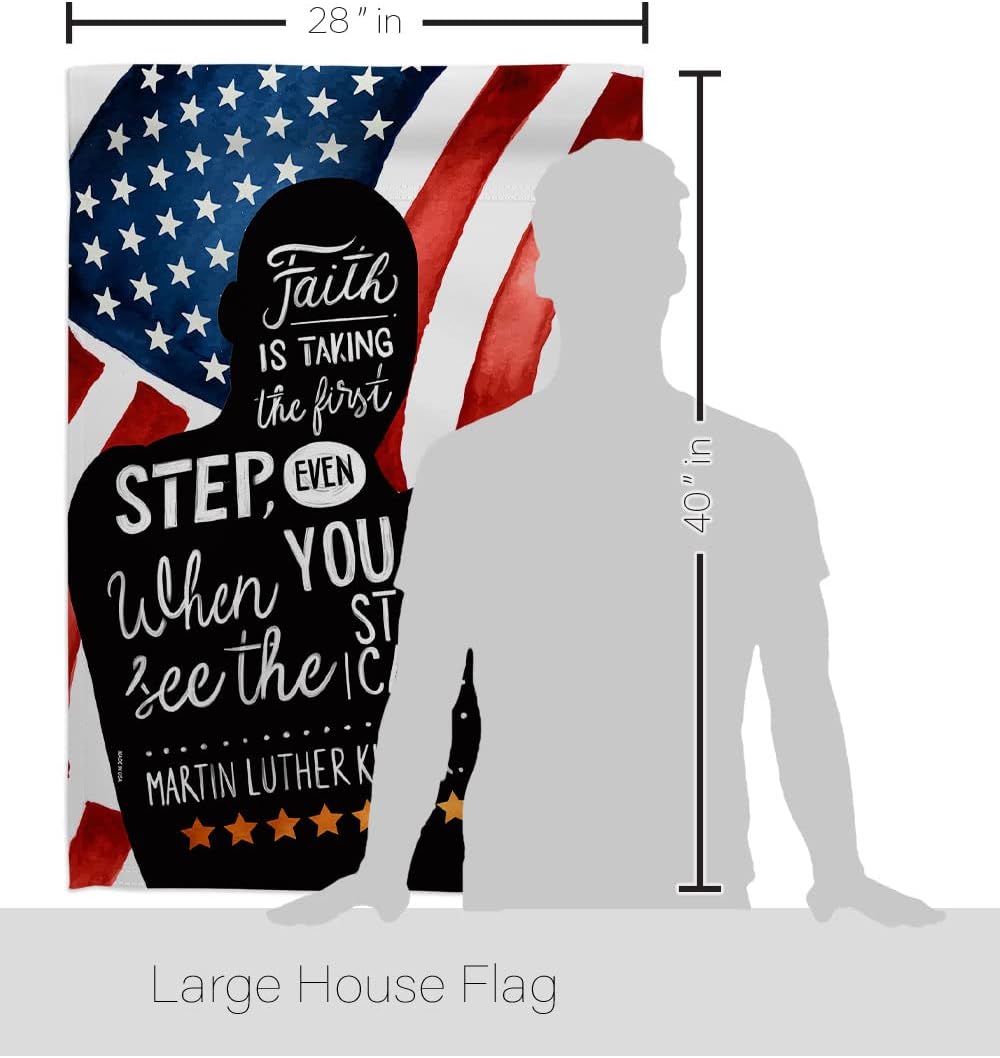 Breeze Decor Faith is Taking MLK House Flag Dowel Set Patriotic Martin Luther King Day Civil Right Stars United State American Decoration Banner Small Garden Yard Gift Double-Sided, Made in USA