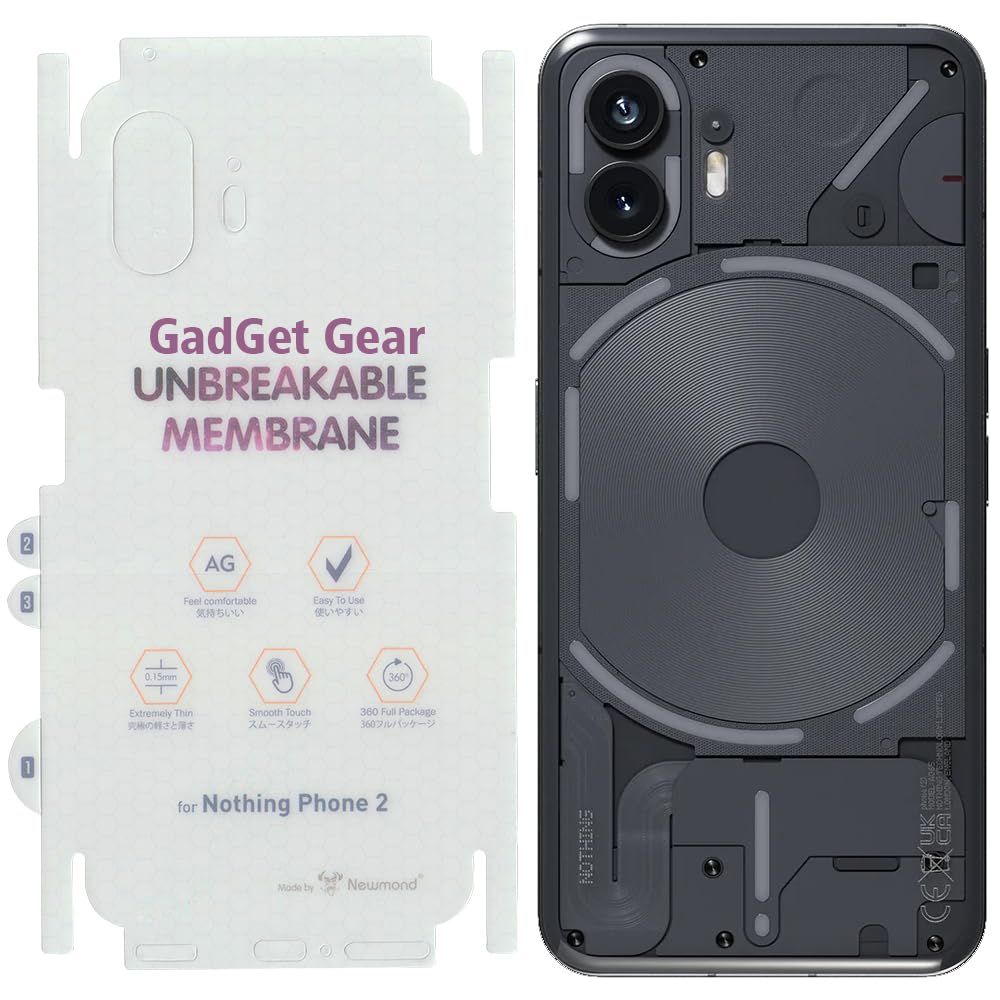GADGET GEAR Nothing Phone 2 Matte Back & Sides Unbreakable Screen Protector Hydrogel Membrane Supports Fingerprint Scanner With Edge to Edge Coverage and Easy Installation (B0CD7DKMKB) Amazon Price History, Amazon Price Tracker