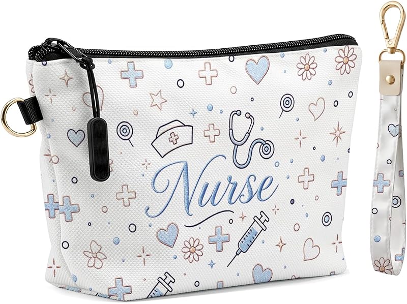 Necessaire de maquiagem Fokongna com pulseira e chaveiro, estampa Nurse Medical, 2 unidades