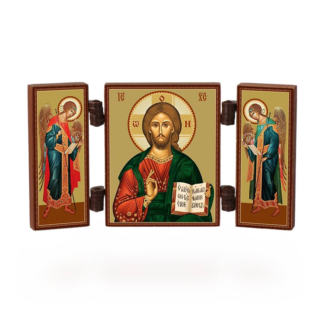 Nklaus Multi-Color - Jesus Christ - Christian Icon Triptych - Spasitel - Travelling Altar Wood 36177
