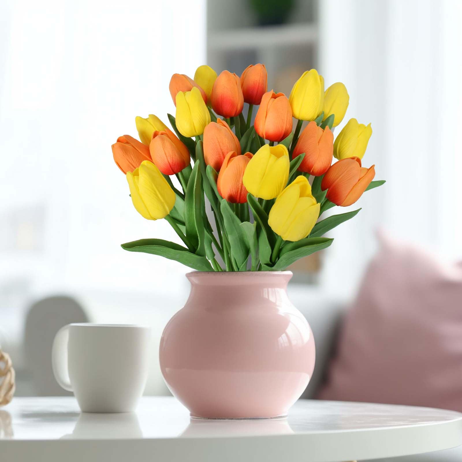 Sztuczne tulipany, lateksowe, 20 szt., sztuczne tulipany, jedwabne tulipany, materiał prawdziwy w dotyku, na wesele, do domu, biura, pokoju, hotelu, dekoracja i aranżacje kwiatowe