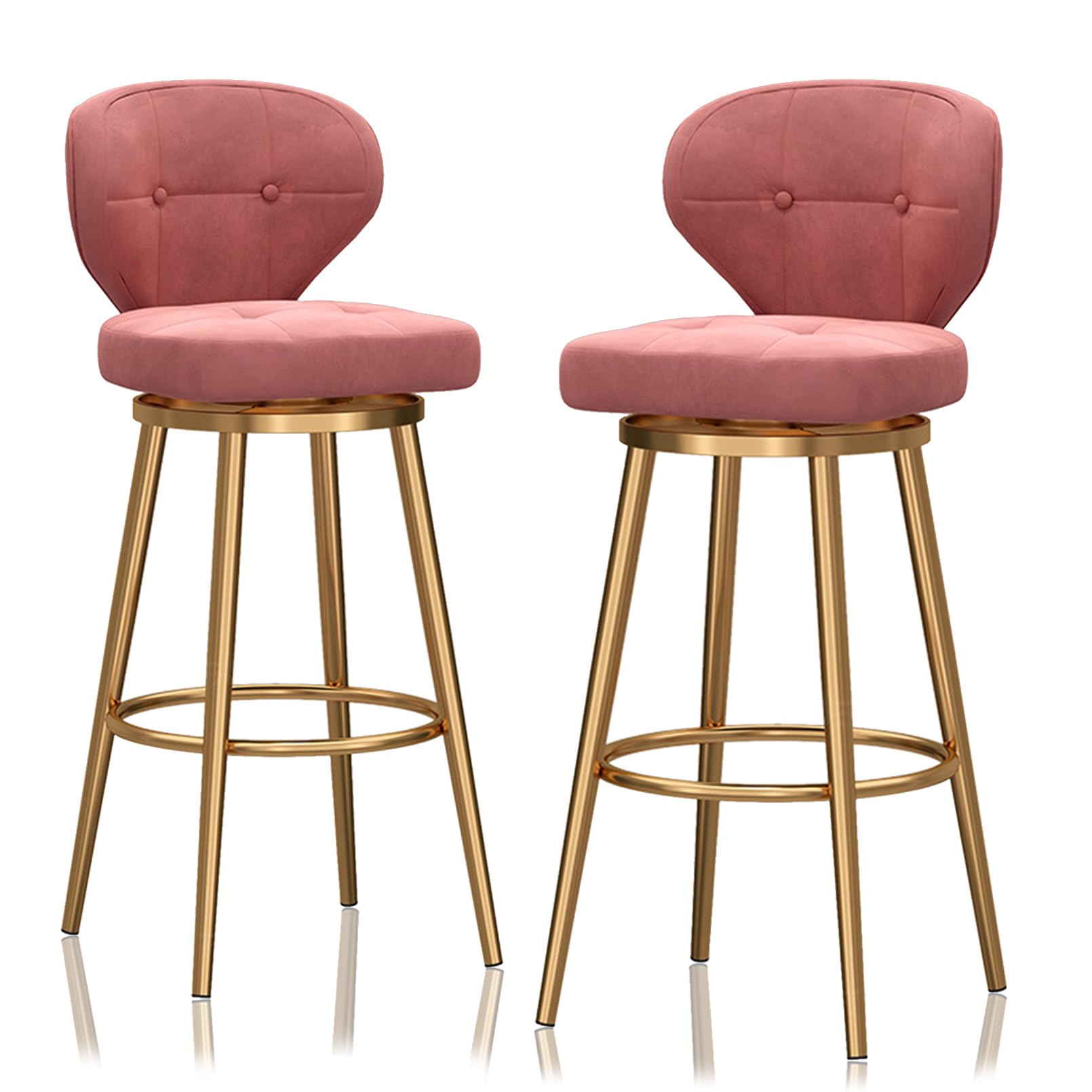 Tabourets de bar pivotants réglables avec dossier rose pour chaises de cuisine