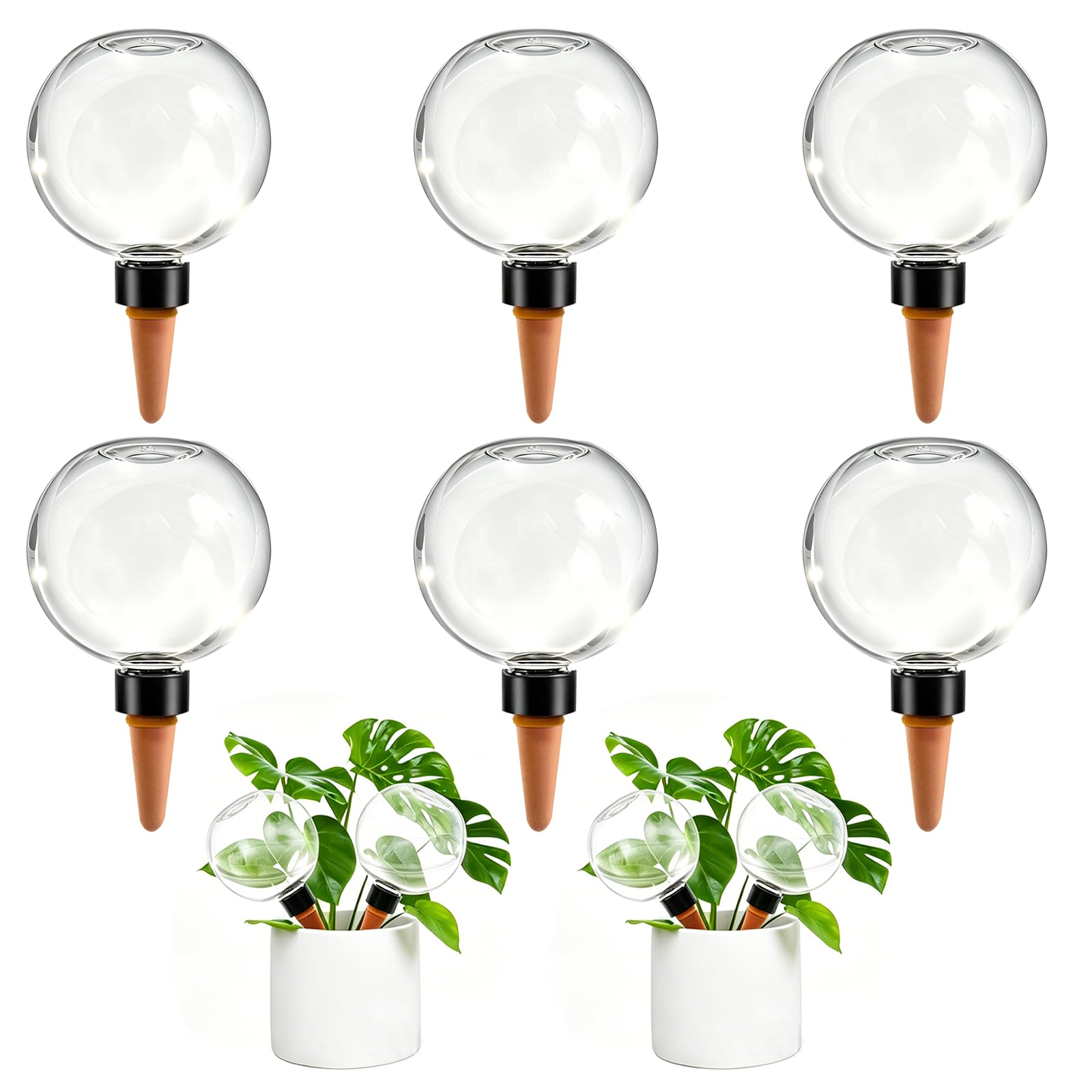 6 Pack Self Watering Globes for Indoor Plant Plastic Water Bulbs 17.5 oz