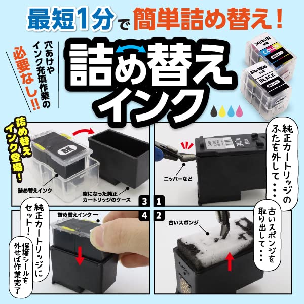 Amazon.co.jp: BC-360XL BC-361XL キヤノン用 詰め替えインク