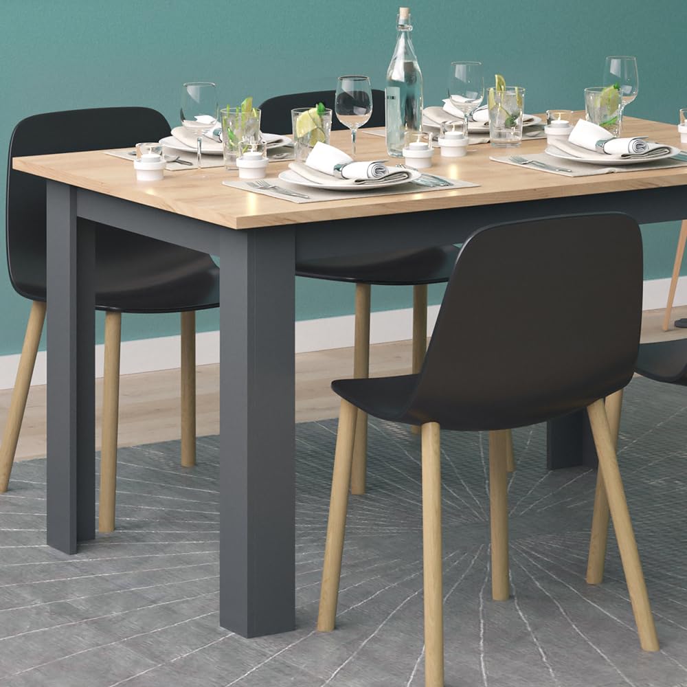 Vicco Tavolo da pranzo Karlos, Rovere dorato, 140 x 90 cm | per l'utilizzo come tavolo da pranzo fisso in soggiorno o sala da pranzo