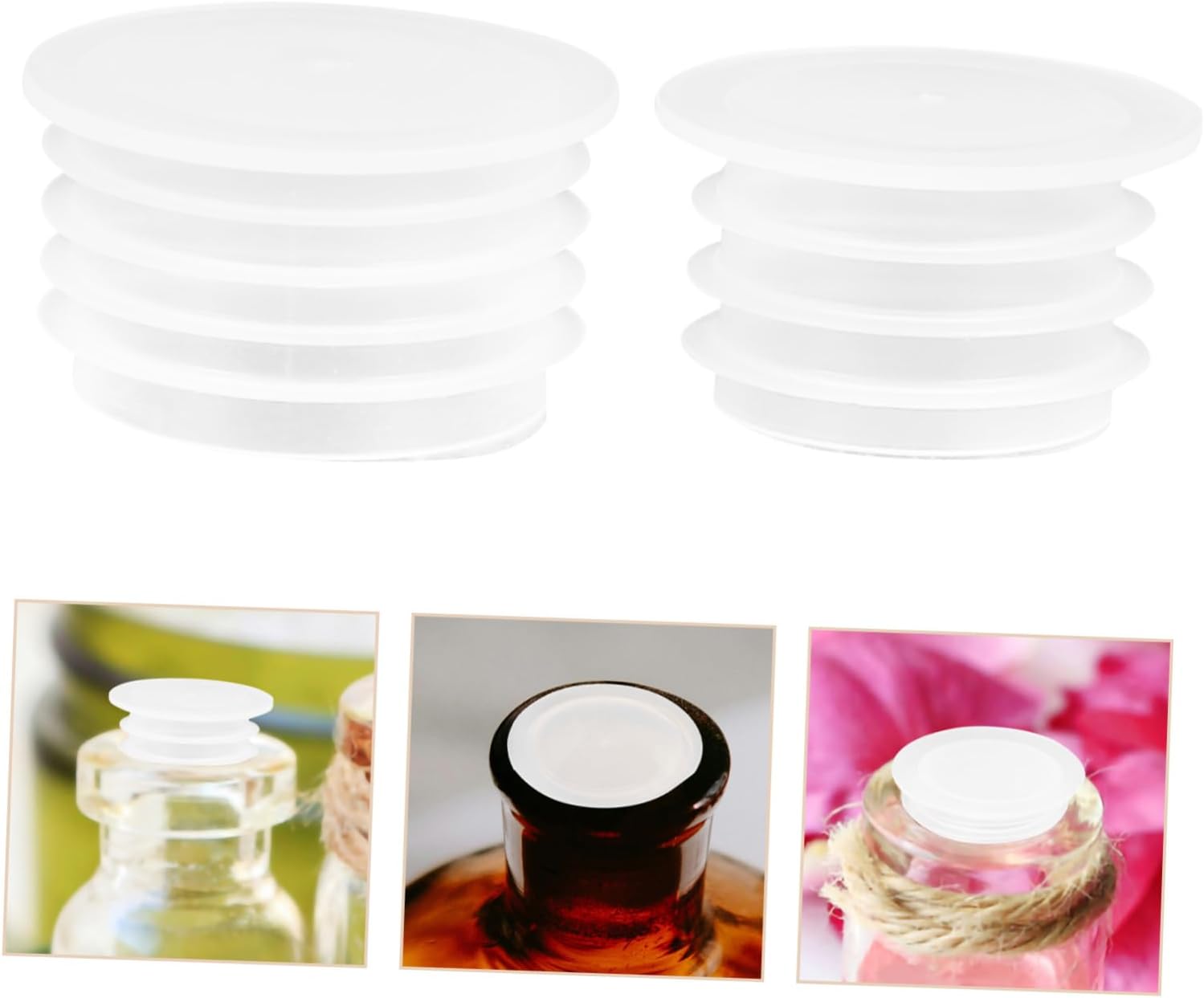 MAGICLULU 4sets 200-pack Salt Pepper Stoppers Plastic Wine Bottle Caps for Wine Corks Vacuum Plug Lids for Bottles Ring Design 200pcs*4