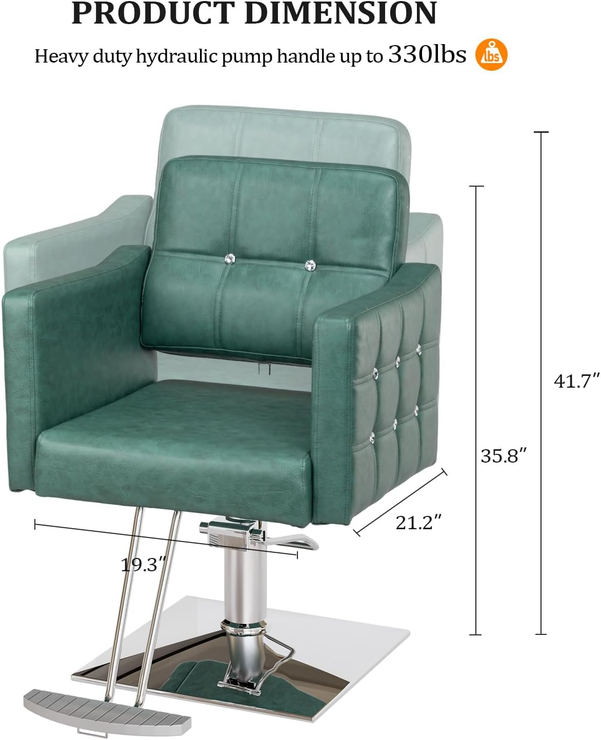 OmySalon Hair Salon Chair Hydraulic Barber Chair for Home Barbershop, Braiding Chair for Hair Stylist Heavy Duty, Styling Hairdressing Beauty Spa Equipment, Green