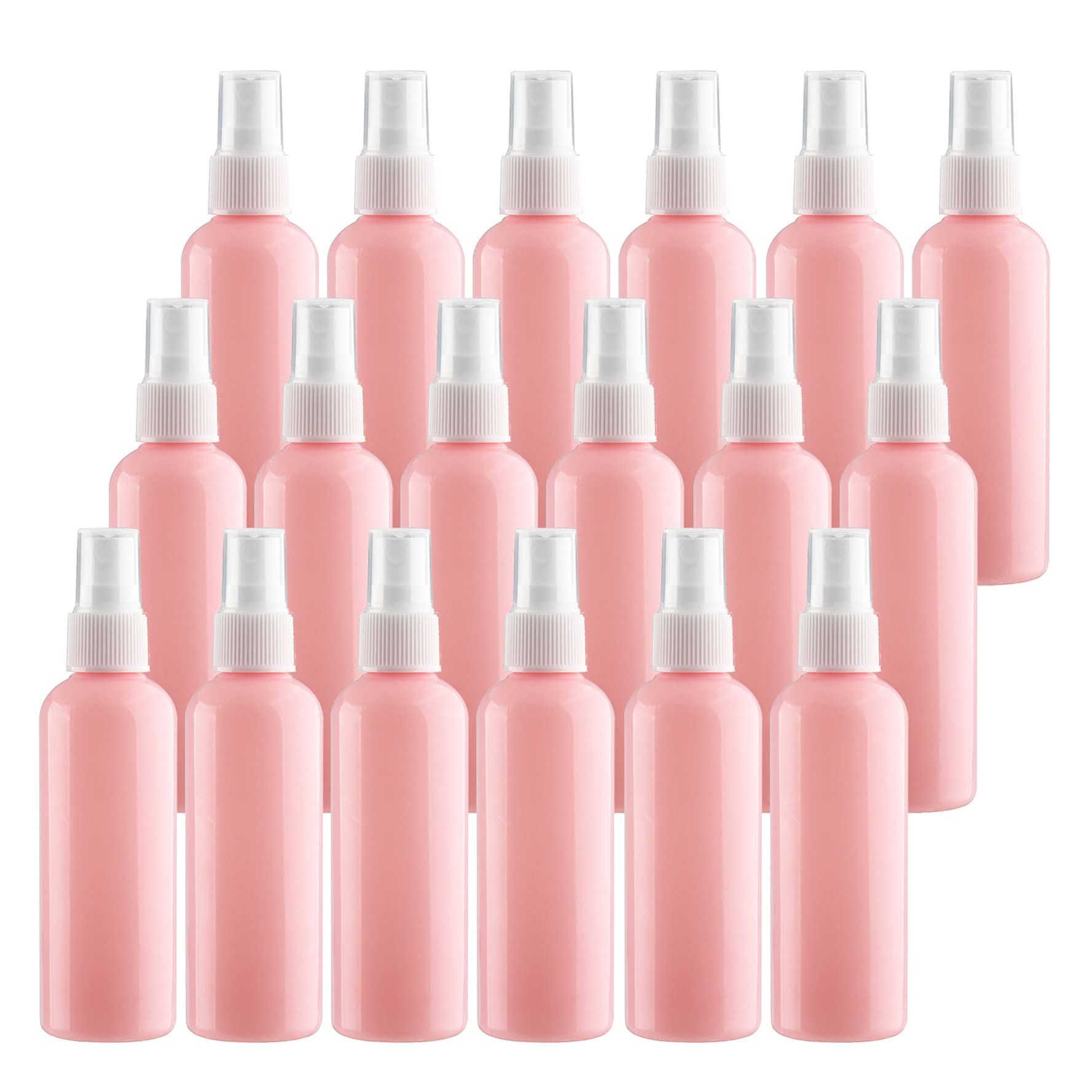 TIANZD 24 Pieces Empty 100 ml Pink PET Plastic Fine Mist Pump Spray Bottles with White Top Portable Sprayer for Perfume Water Cosmetic Travel Containers Refillable, 2x Funnel